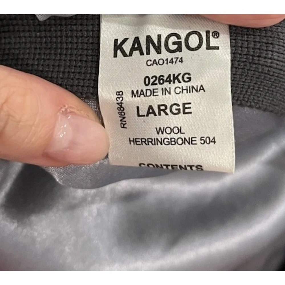 Kangol Heritage Gray Wool Herringbone Beret Newsboy Hat‎ Size Large